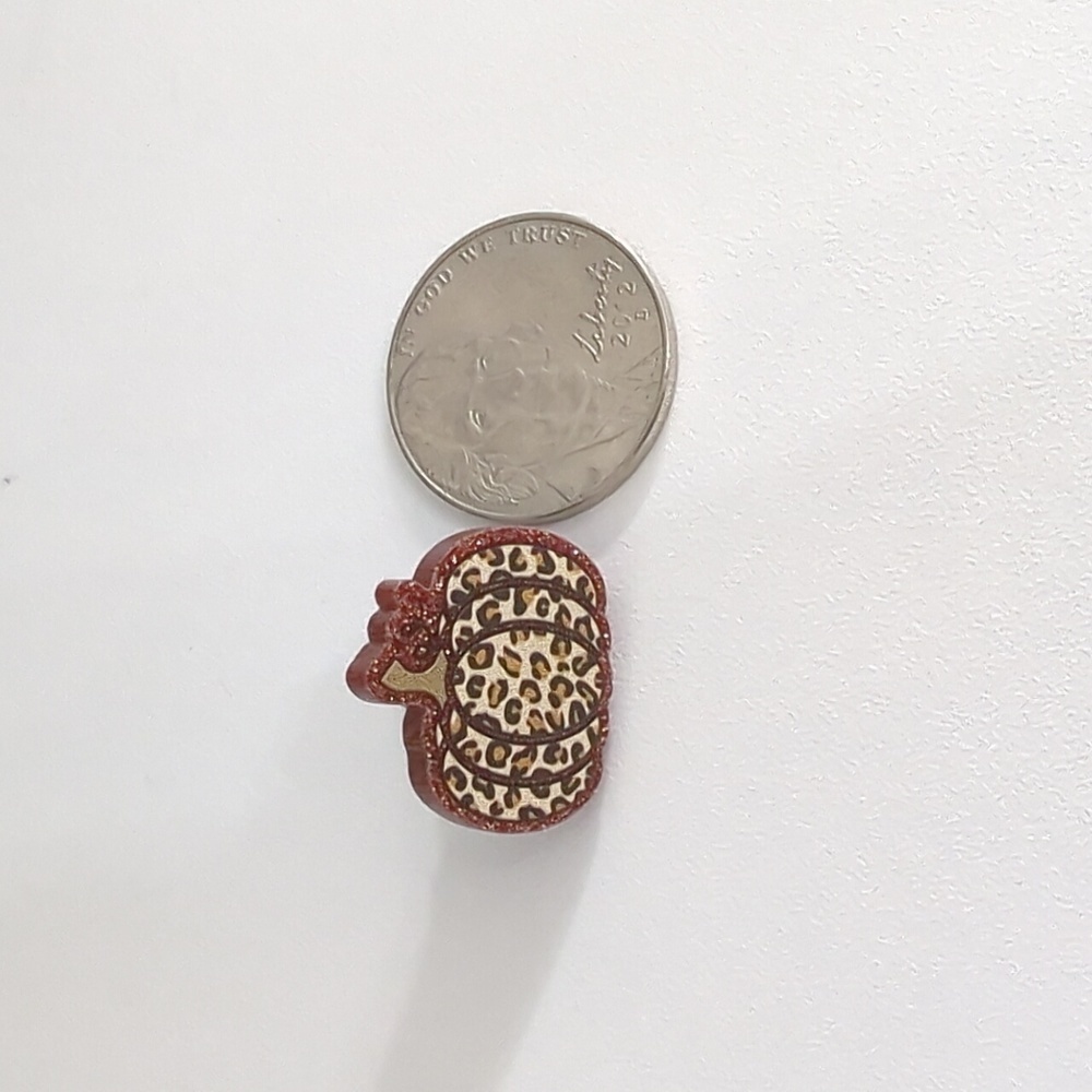 Pumpkin Leopard Print Glitter Acrylic Stud Earrings - Picture 5 of 5